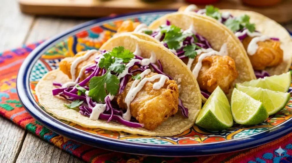 Crispy Fish Tacos with Chipotle Lime Crema