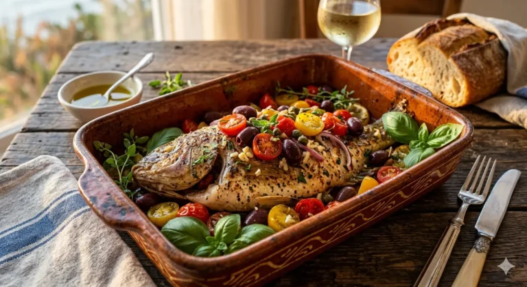 Mediterranean Baked Tilapia with Tomatoes and Olives
