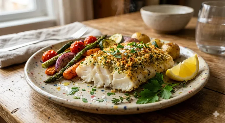 The Best Baked Cod with Garlic Herb Crust